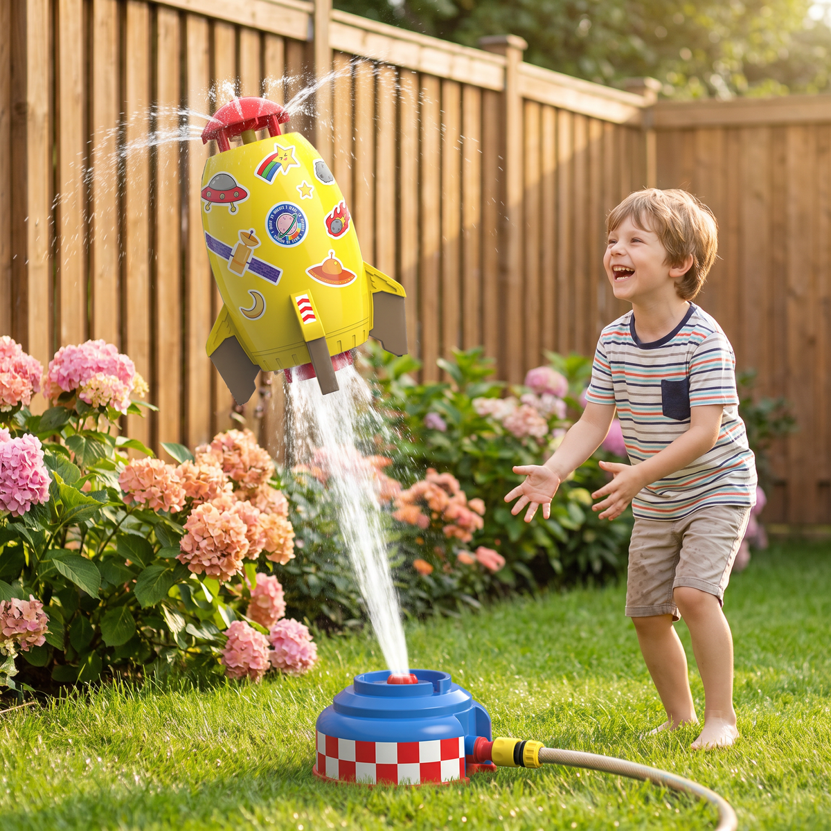 Flying Rocket Water Sprinkler Outdoor Toy for Kids