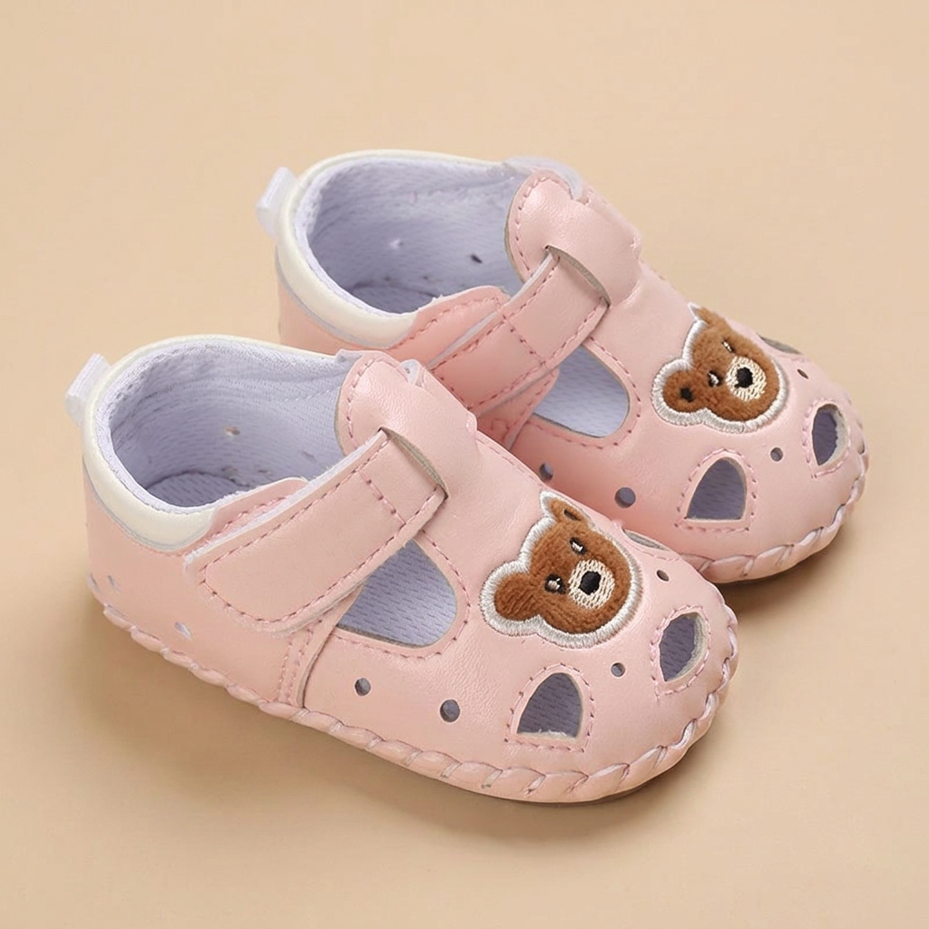 Teddy Bear Cutout Closed-Toe Sandals