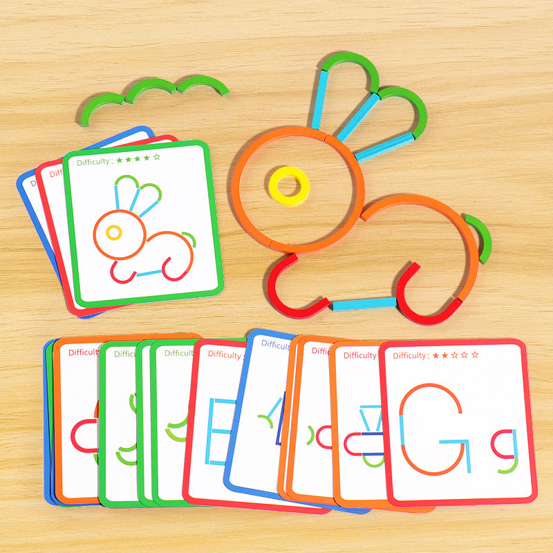 Educational Montessori Sticks and Rings Puzzle Blocks