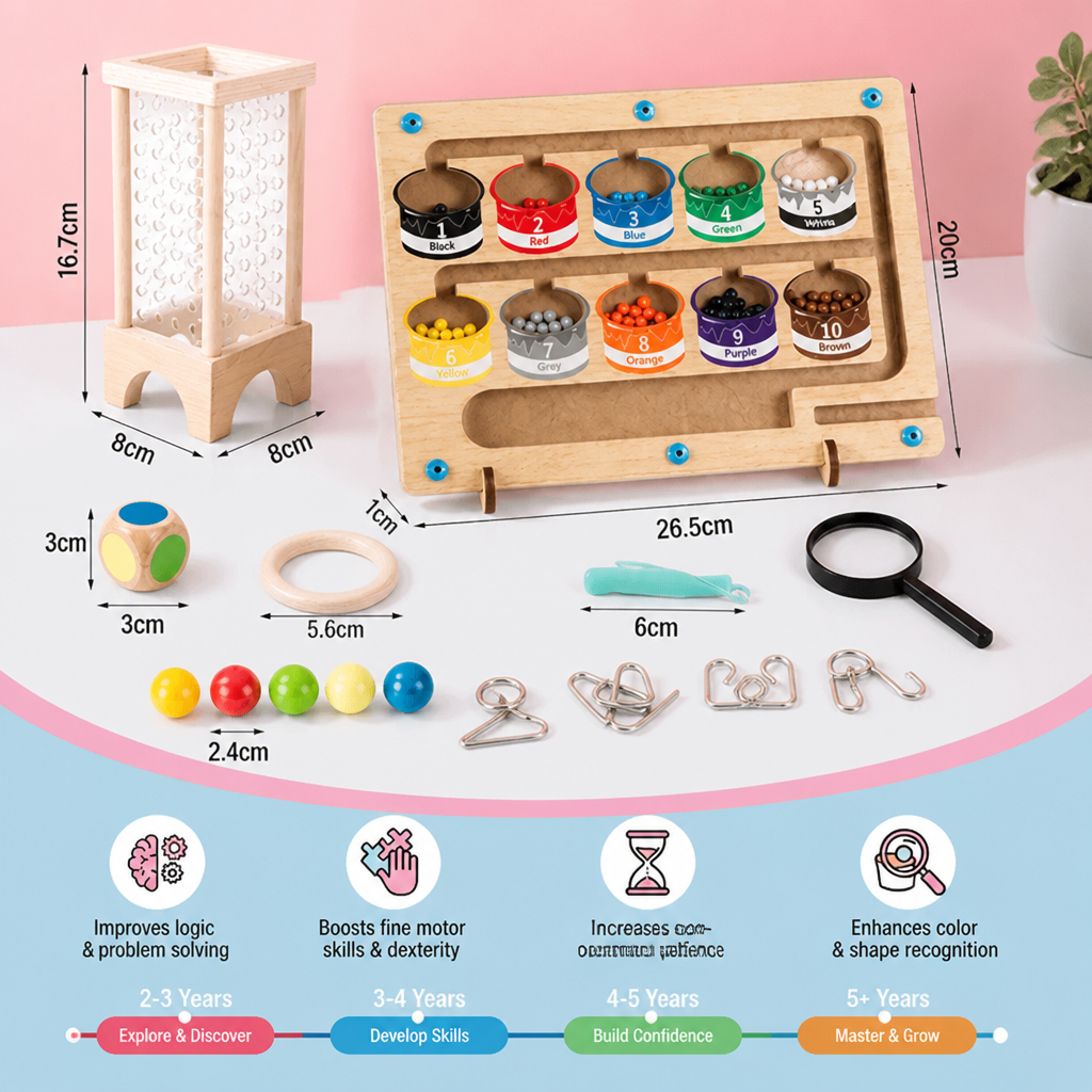 3-Piece Montessori Play and Development Puzzle Set for Children