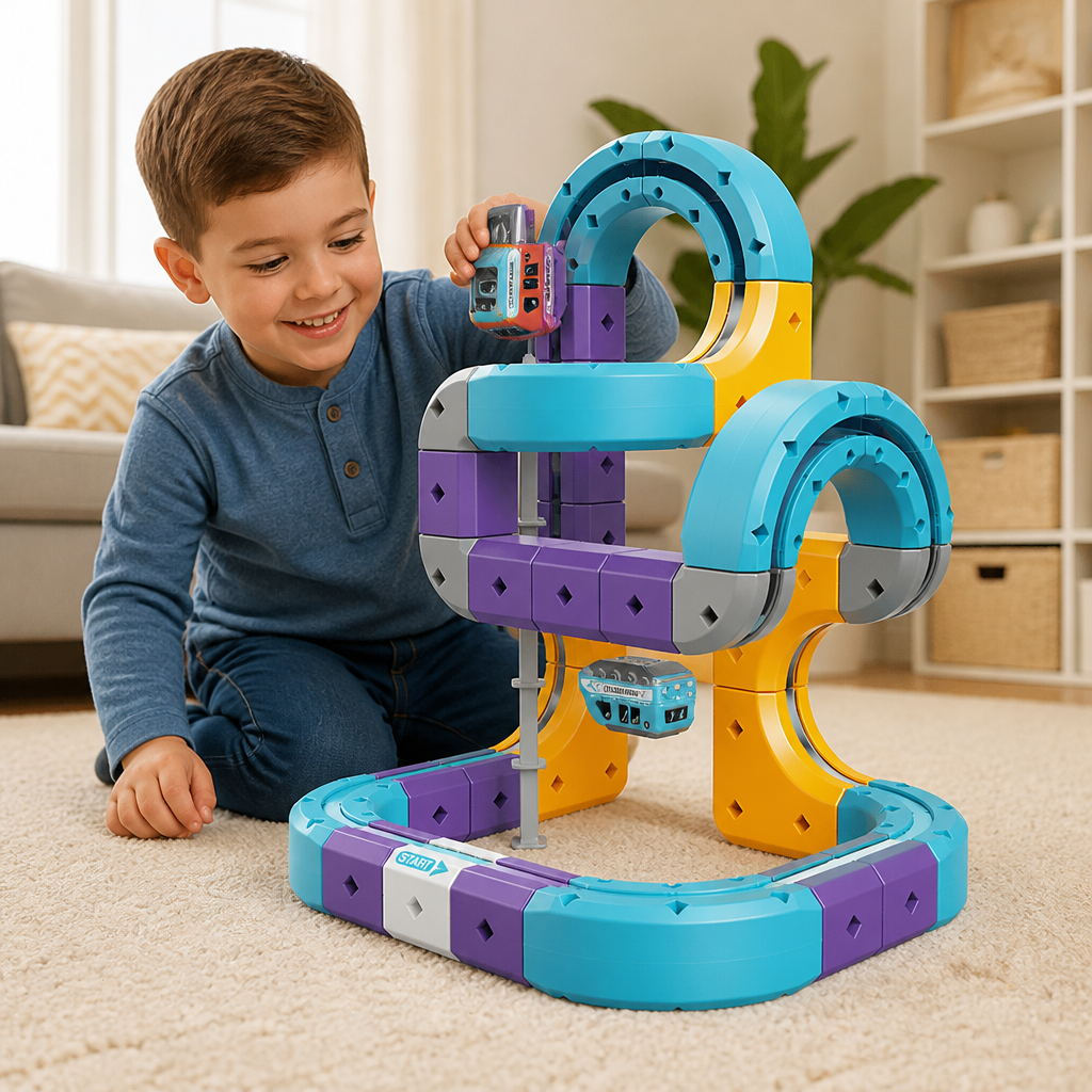 DIY Gravity Cube Track Building Kit with Electric Train