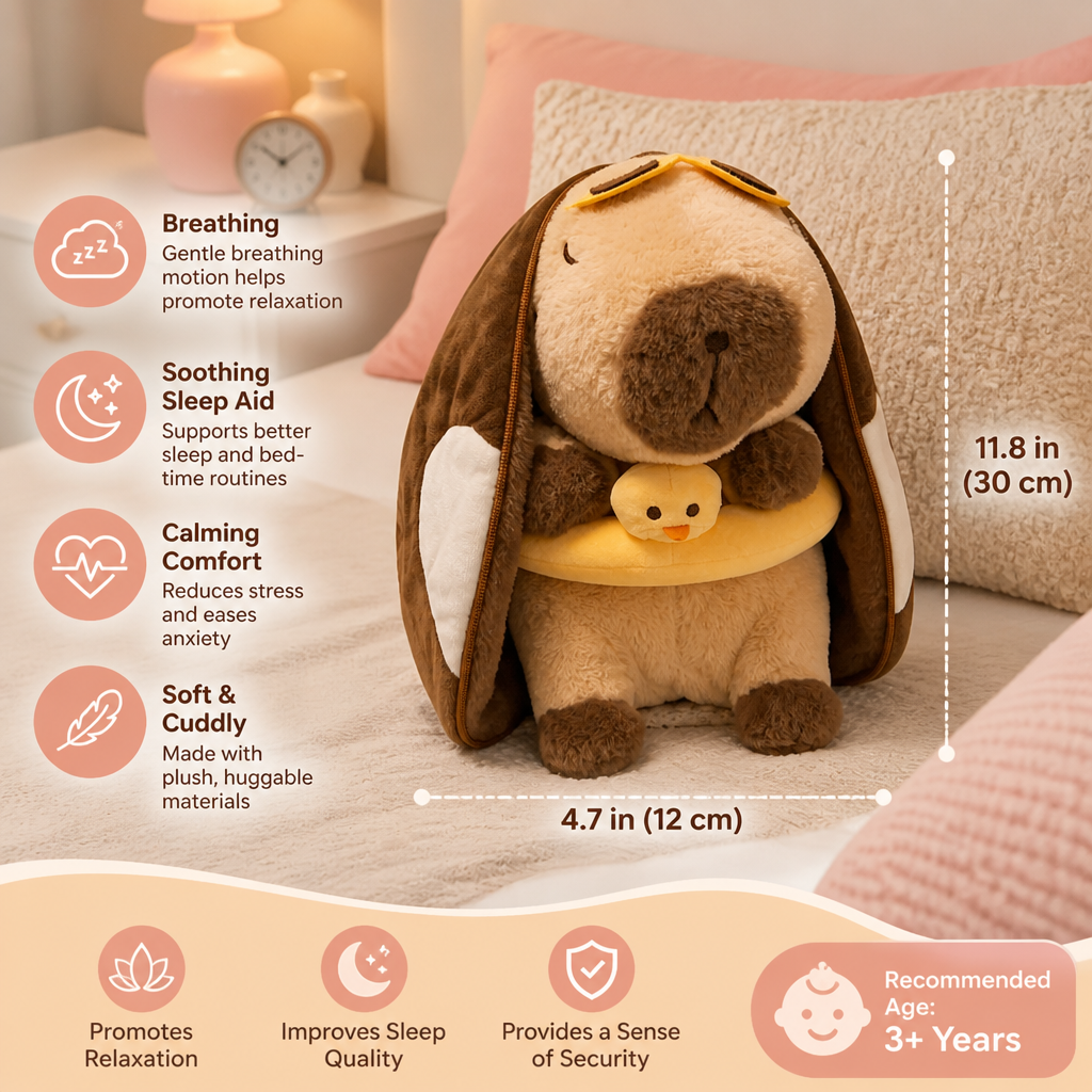 Breathing Capybara Plush Toy – Soft & Cuddly Sleep Companion
