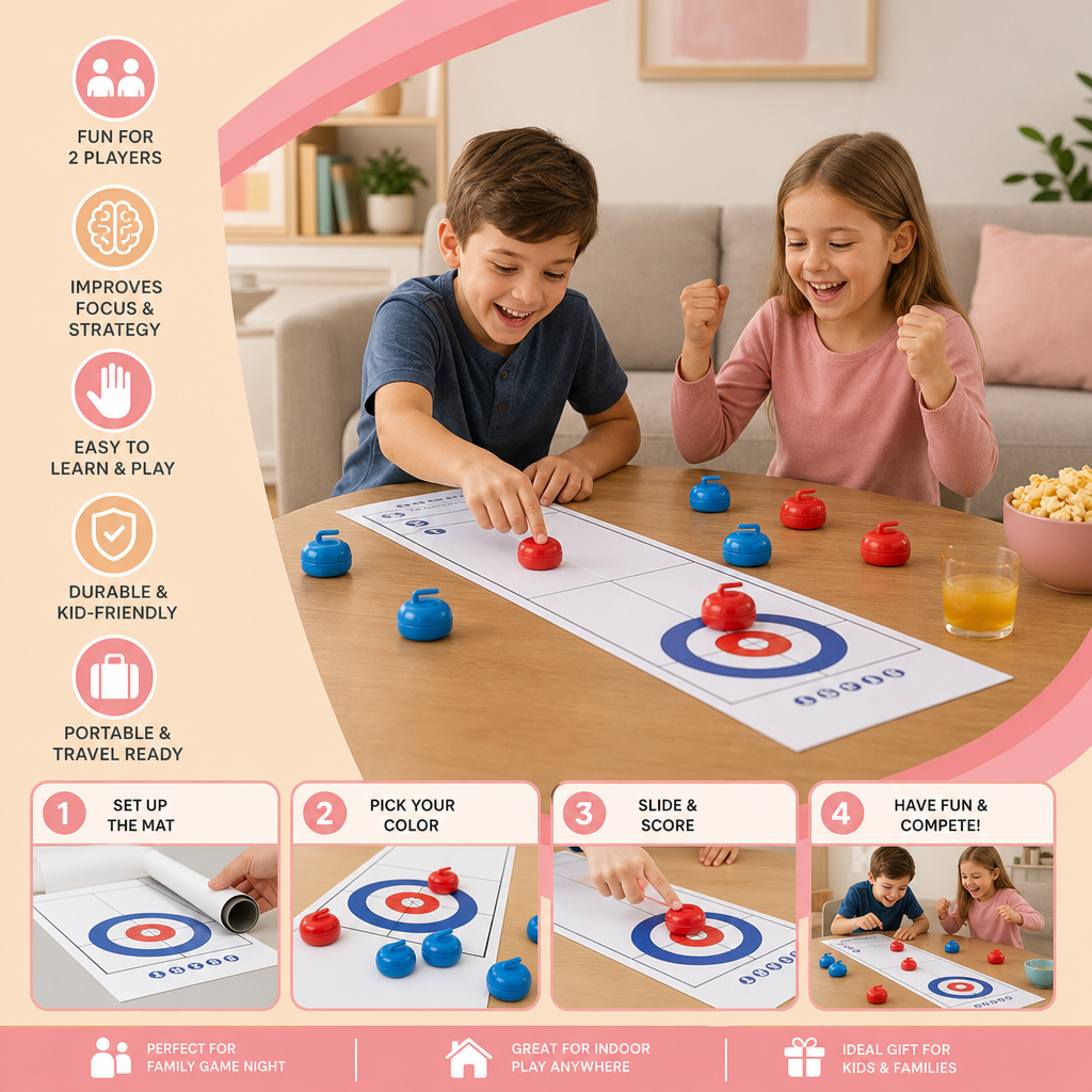 Portable Tabletop Curling Game – 2-Player Competition Set