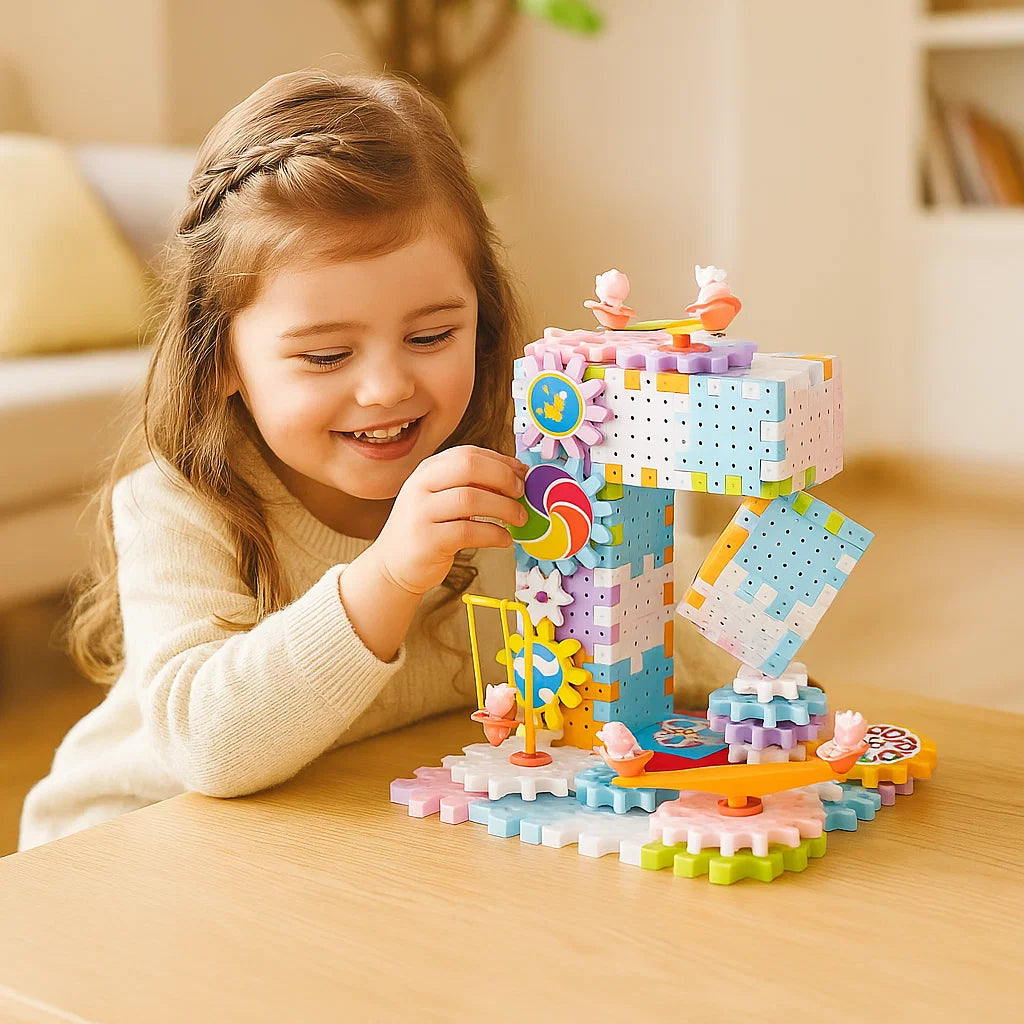 Rotating Montessori Cogwheel Building Block Toy