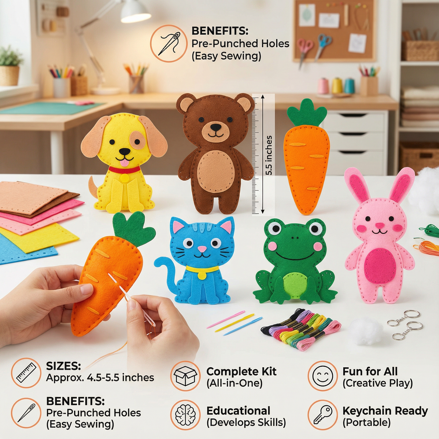 Safe Felt Animal Set for DIY Sewing