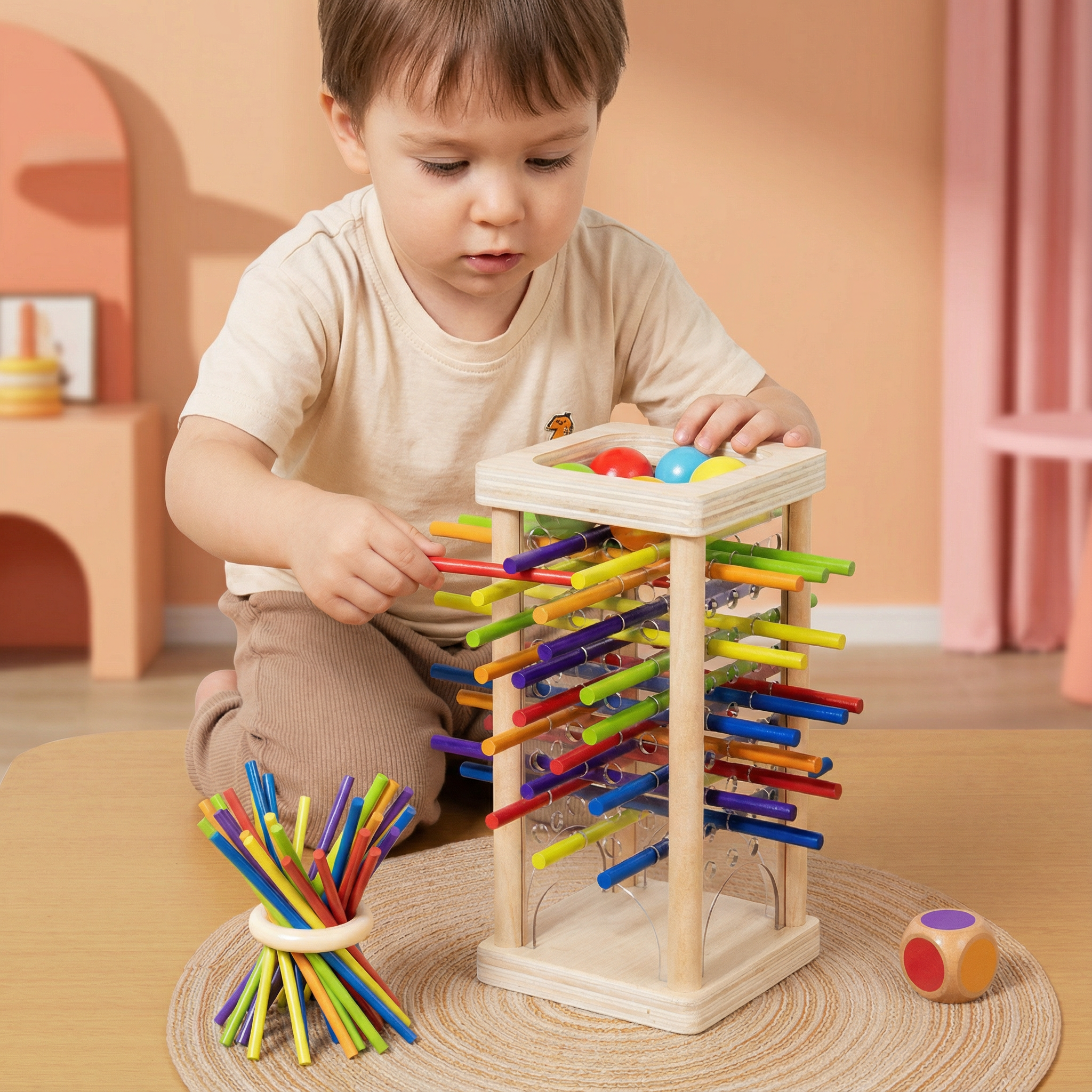 Educational 3 in 1 Wooden Ball And Stick Dexterity Game Kiddofinds