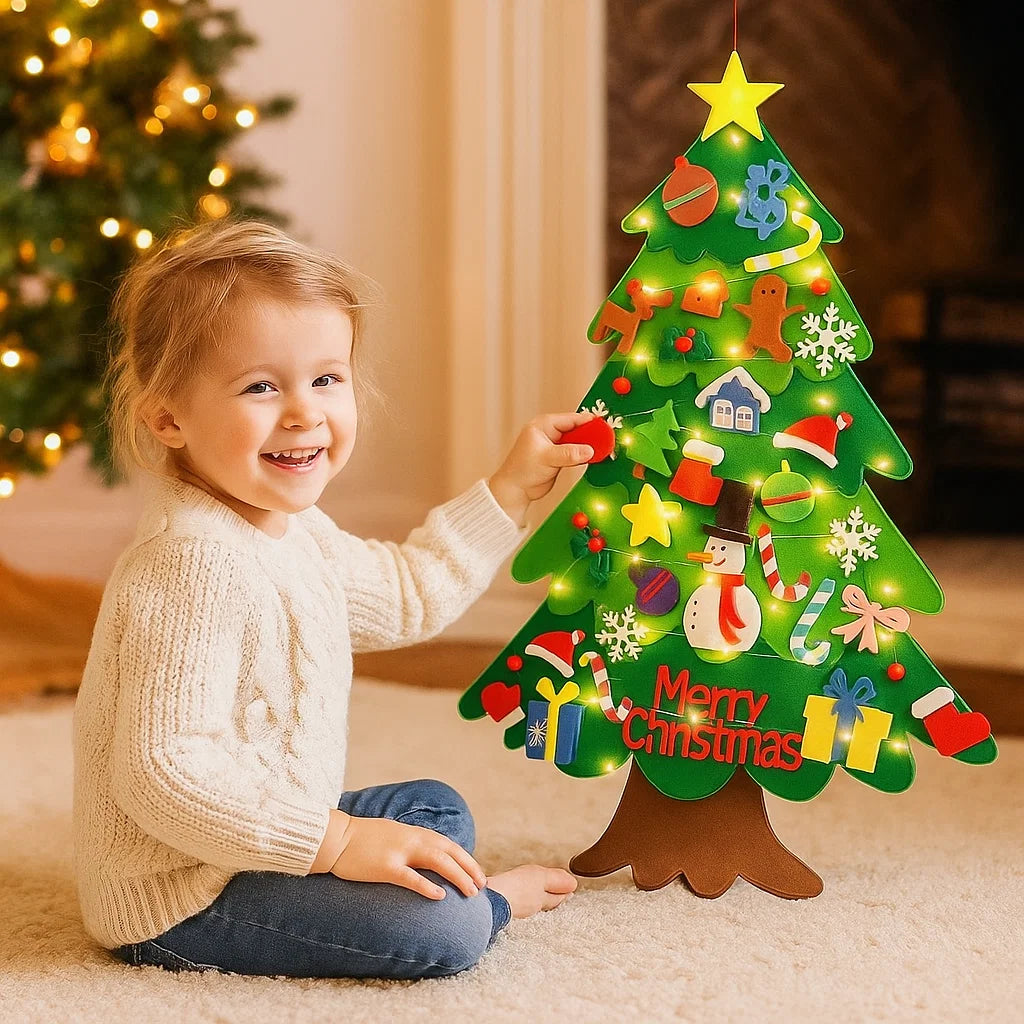 Montessori Felt Christmas Tree with Fairy Lights