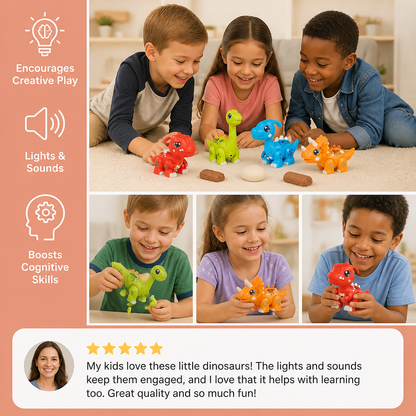 Easy-Assembly STEM Learning Dinosaur Toy with Lights & Sounds