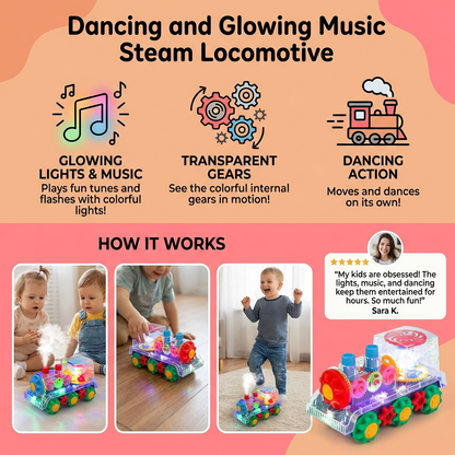 Dancing and Glowing Music Steam Locomotive
