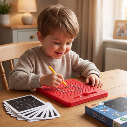 2-in-1 Magnetic Writing & Drawing Board with Snap-On Shape Tiles for Kids