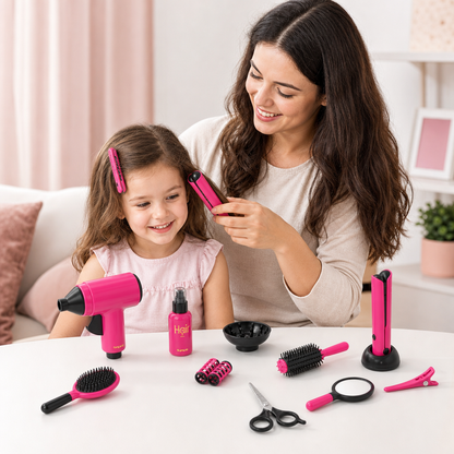 14-Piece Kids Hair Styling Salon Pretend Play Set
