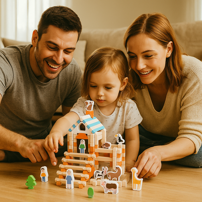 Montessori Wooden Block Set – Natural Stacking & Building Toy