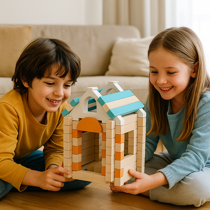 Montessori Wooden Block Set – Natural Stacking & Building Toy