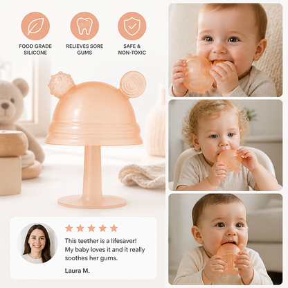 Baby Mushroom Silicone Teether for Tiny Hands