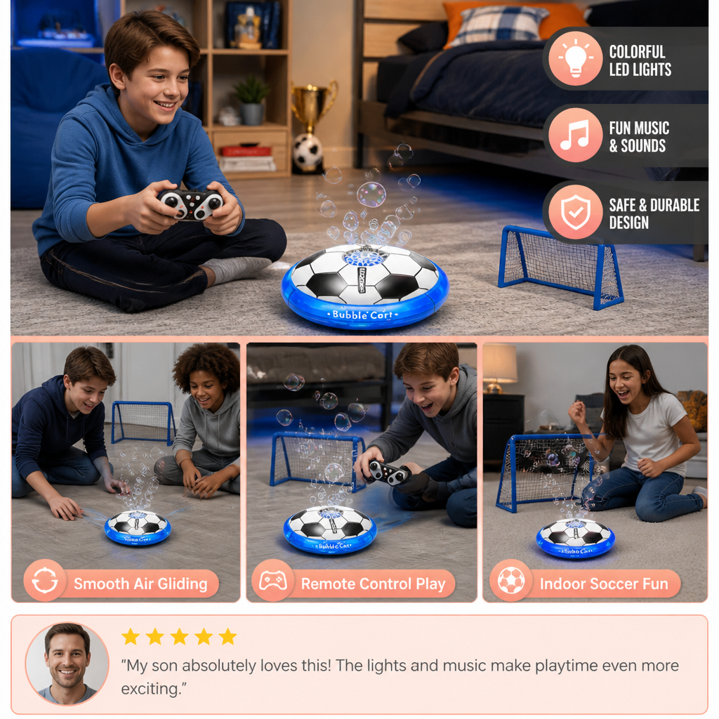 Remote Control Soccer Bubble Ball with Lights & Music