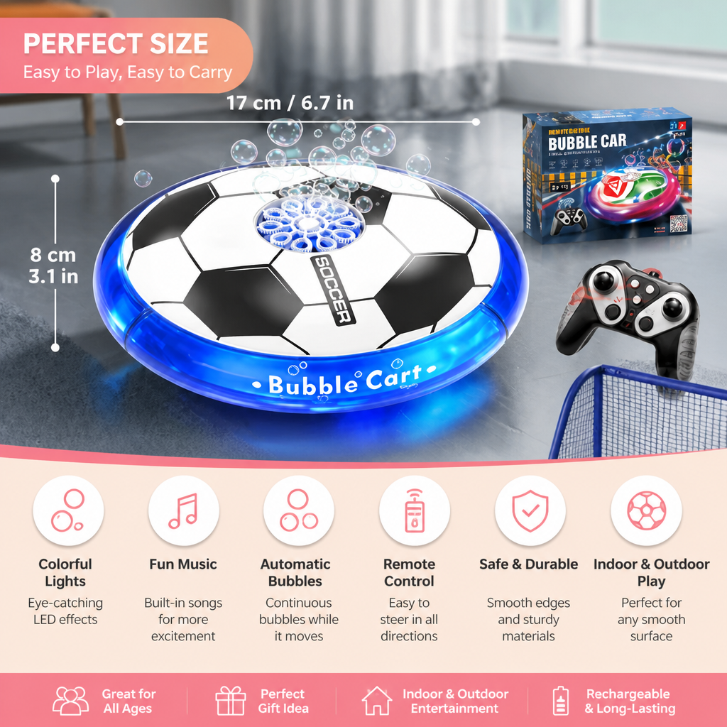 Remote Control Soccer Bubble Ball with Lights & Music
