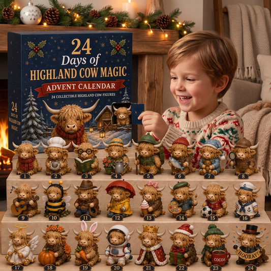 24-Day Highland Cow Advent Calendar with Collectible Mini Figurines