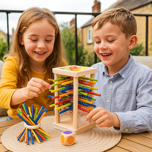 Educational 3-in-1 Wooden Ball and Stick Dexterity Game