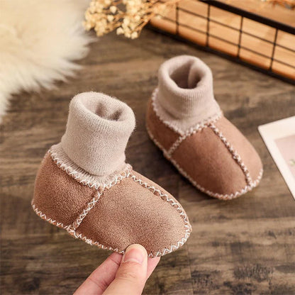 Fleece-Lined Baby Winter Sock Shoes in Suede Look