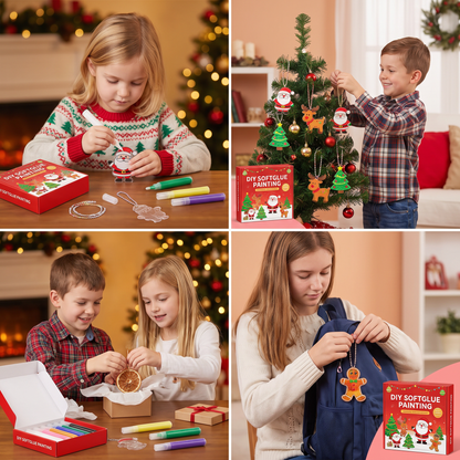DIY Christmas No-Bake Glue Painting Ornament Craft Kit for Kids