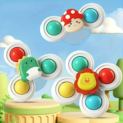 Cute Suction Cup Spinning Toy Set for Babies – 3 Pack