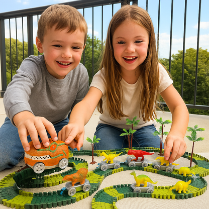 Dinosaur Track Adventure – Flexible Race Track with Glowing Train