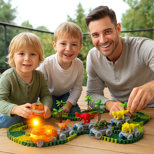 Dinosaur Track Adventure – Flexible Race Track with Glowing Train
