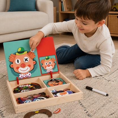 Magnetic Wooden Dress-Up & Matching Puzzle Board – Creative Learning Toy