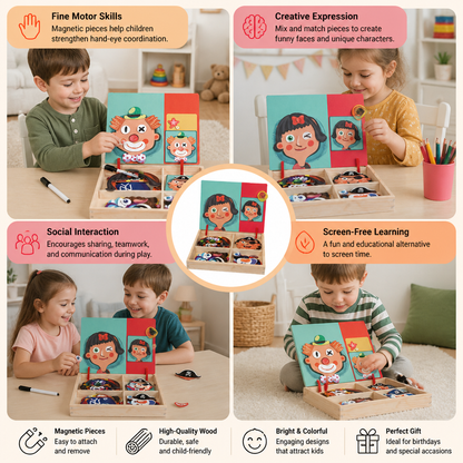 Magnetic Wooden Dress-Up & Matching Puzzle Board – Creative Learning Toy