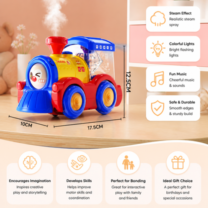 Transforming Train Toy with Steam, Lights & Music