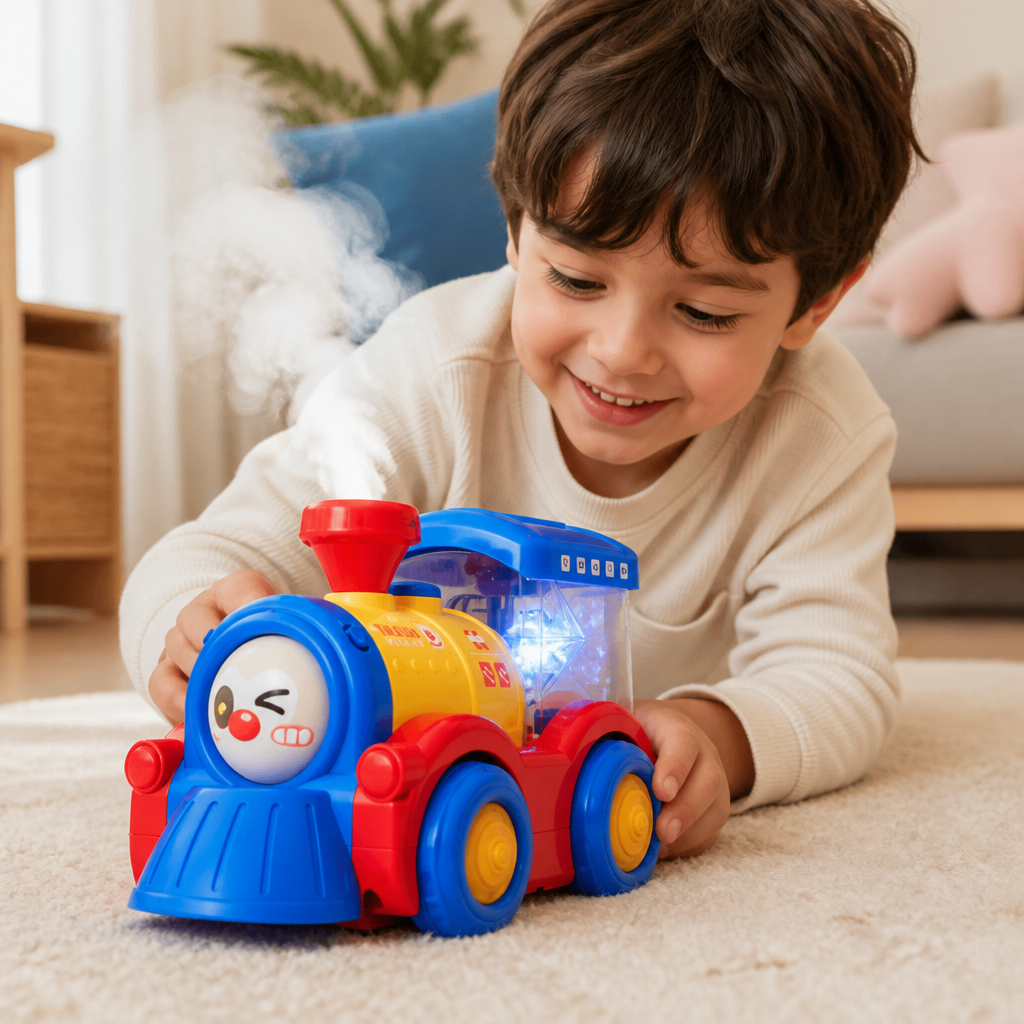 Transforming Train Toy with Steam, Lights & Music