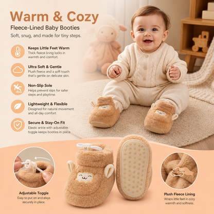 Warm & Cozy Fleece-Lined Baby Booties with Soft Non-Slip Soles