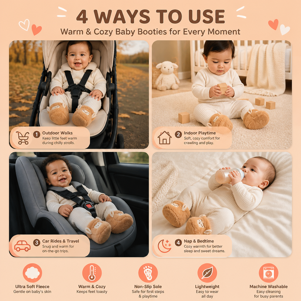 Warm & Cozy Fleece-Lined Baby Booties with Soft Non-Slip Soles