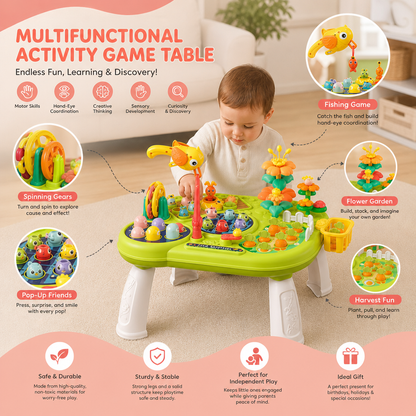 Kids Multifunctional Activity Game Table with Multiple Play Stations