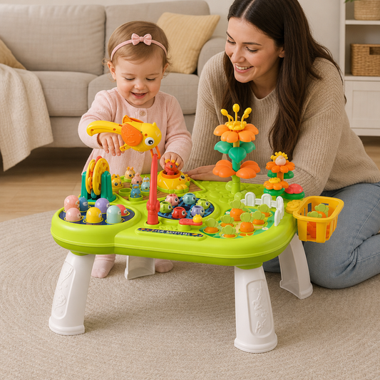 Kids Multifunctional Activity Game Table with Multiple Play Stations