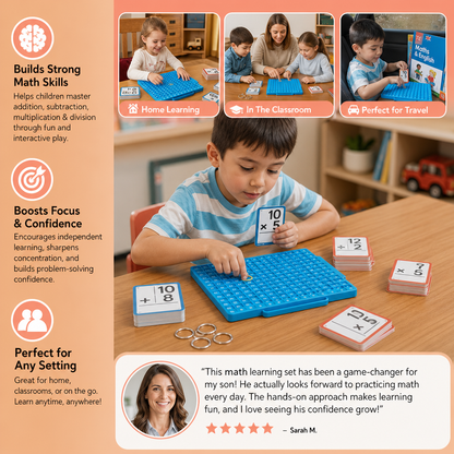Math Learning Cards Set with Calculation Board – Addition, Subtraction, Multiplication & Division