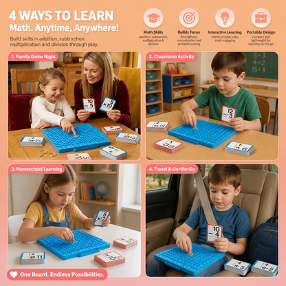 Math Learning Cards Set with Calculation Board – Addition, Subtraction, Multiplication & Division