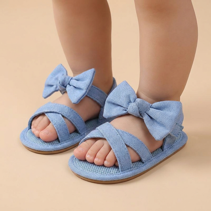 Cross-Strap Bow Sandals Blue