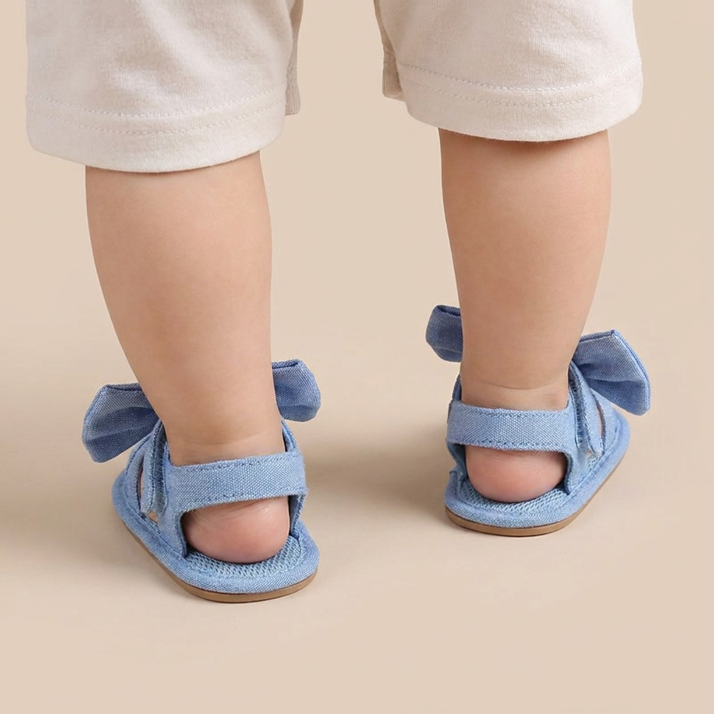 Cross-Strap Bow Sandals Blue