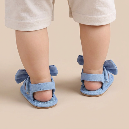 Cross-Strap Bow Sandals Blue