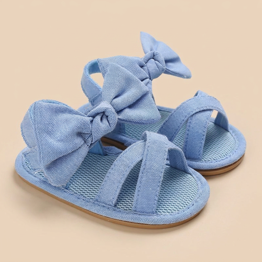 Cross-Strap Bow Sandals Blue