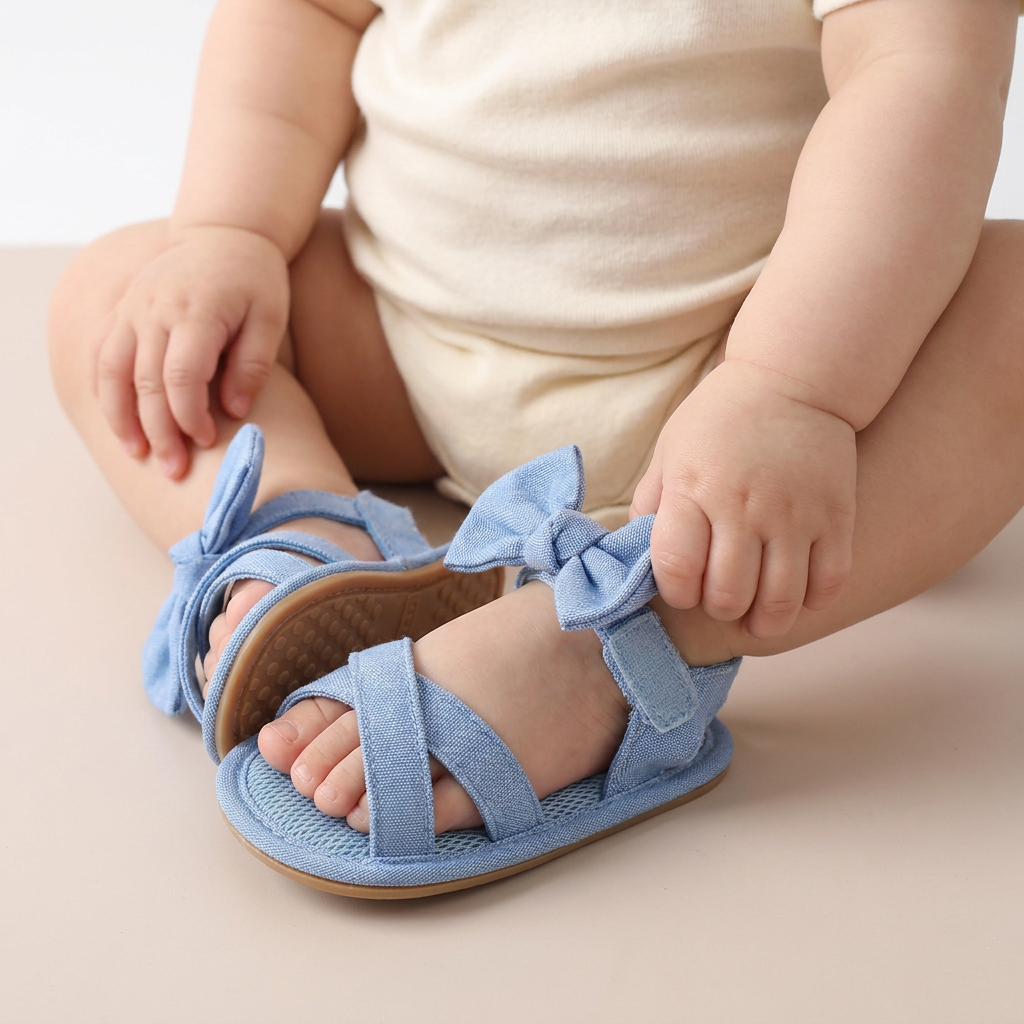 Cross-Strap Bow Sandals Blue