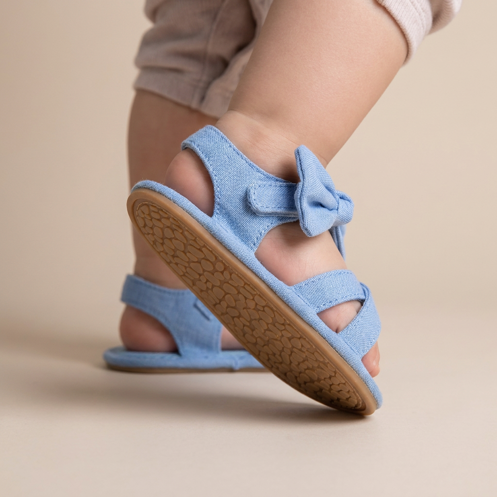 Cross-Strap Bow Sandals Blue