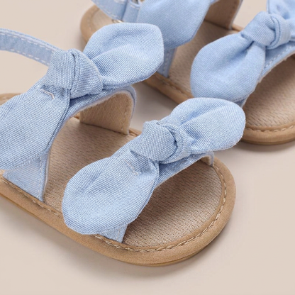 Cross-Strap Bow Sandals Blue