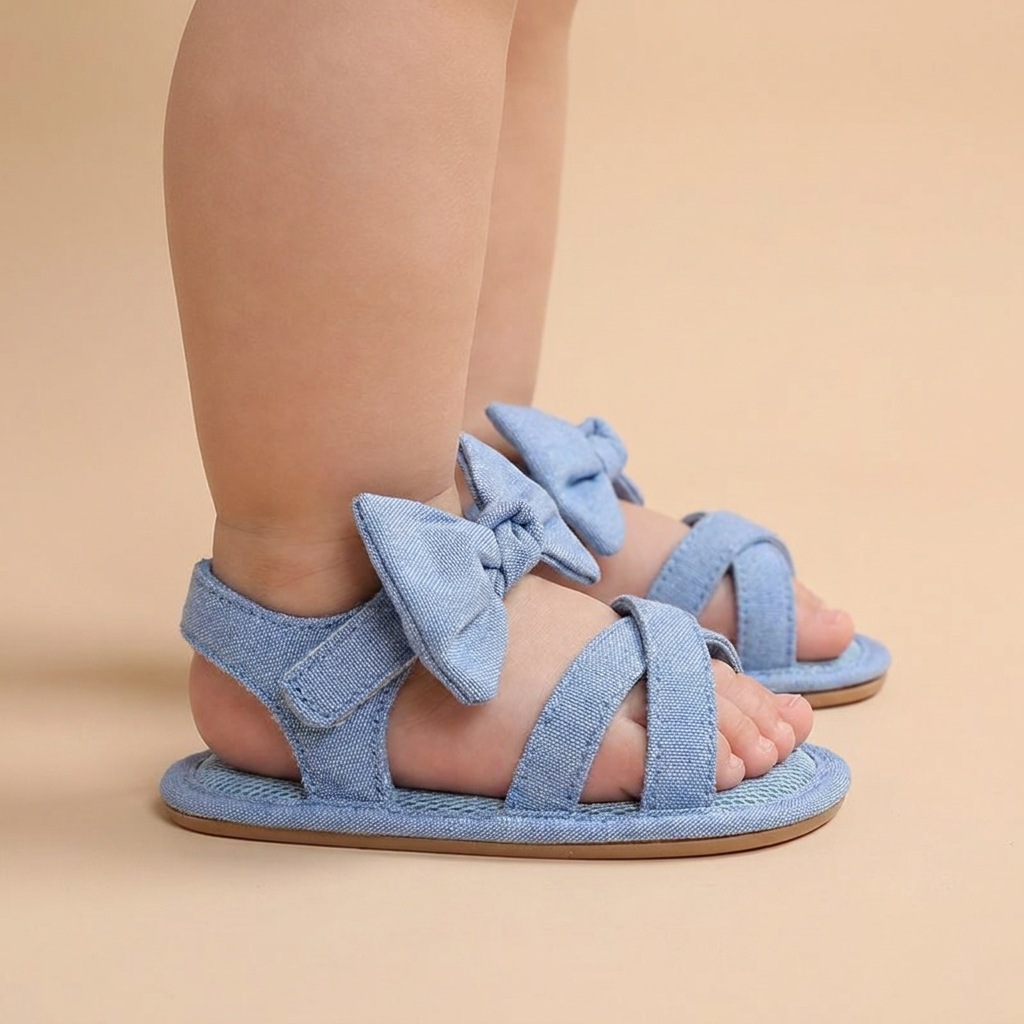 Cross-Strap Bow Sandals Blue
