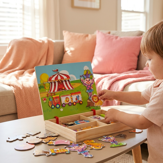 Magnetic Wooden Dress-Up & Matching Puzzle Board – Creative Learning Toy