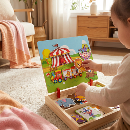 Magnetic Wooden Dress-Up & Matching Puzzle Board – Creative Learning Toy