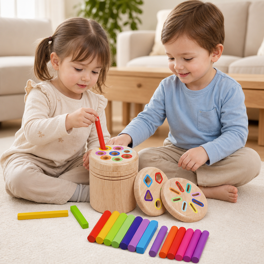 Montessori Wooden Colour & Shape Sorting Toy – Fine Motor Skills Learning Puzzle