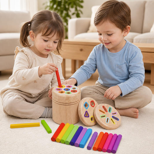 Montessori Wooden Colour & Shape Sorting Toy – Fine Motor Skills Learning Puzzle