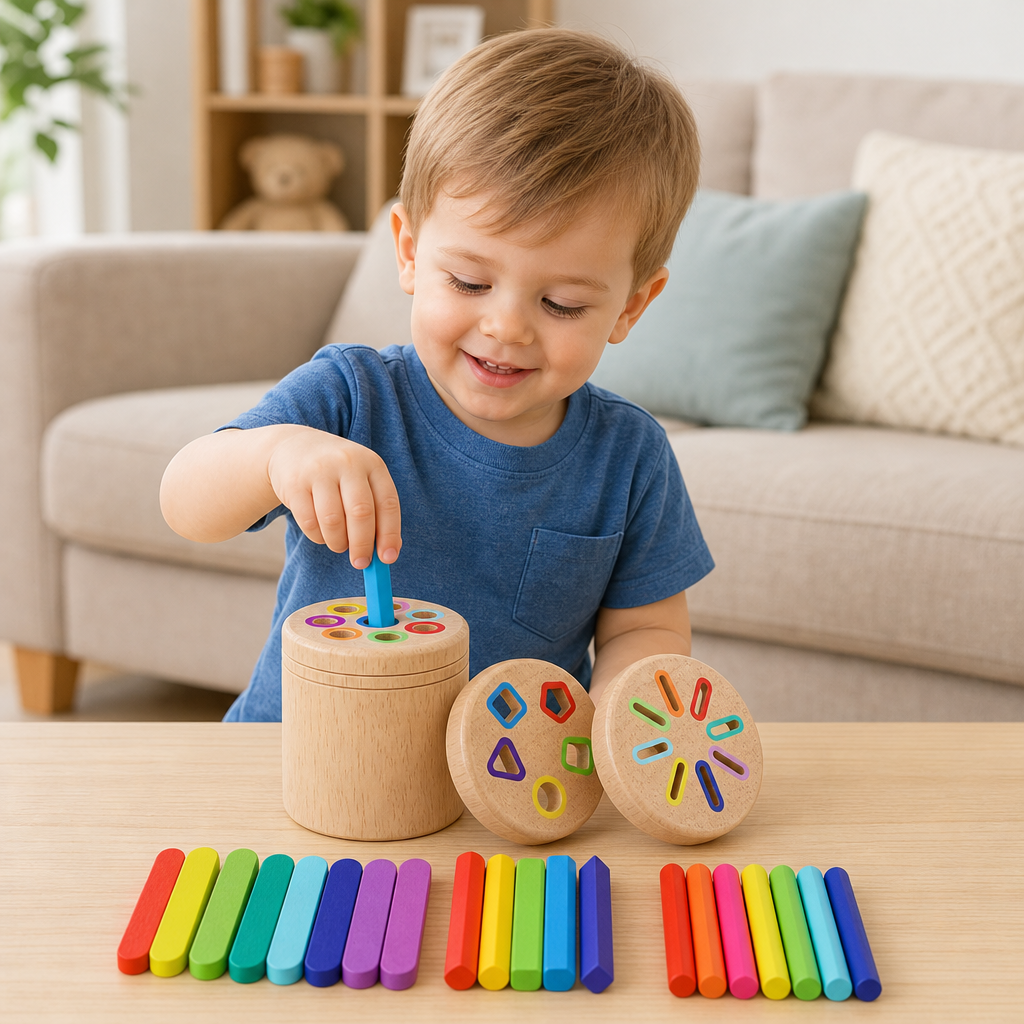 Montessori Wooden Colour & Shape Sorting Toy – Fine Motor Skills Learning Puzzle